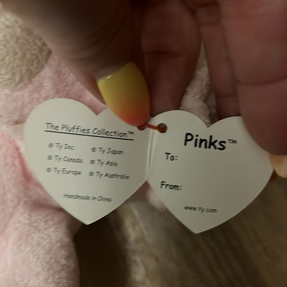 TY Pluffies PINKS Pink Teddy Bear Plush Stuffed Animal Tag 2002 - Picture 11 of 11